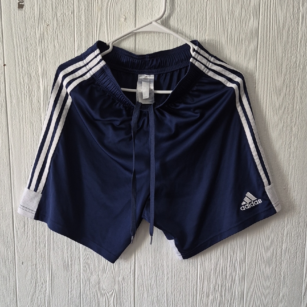 Adidas Dark Blue Shorts with White Stripes